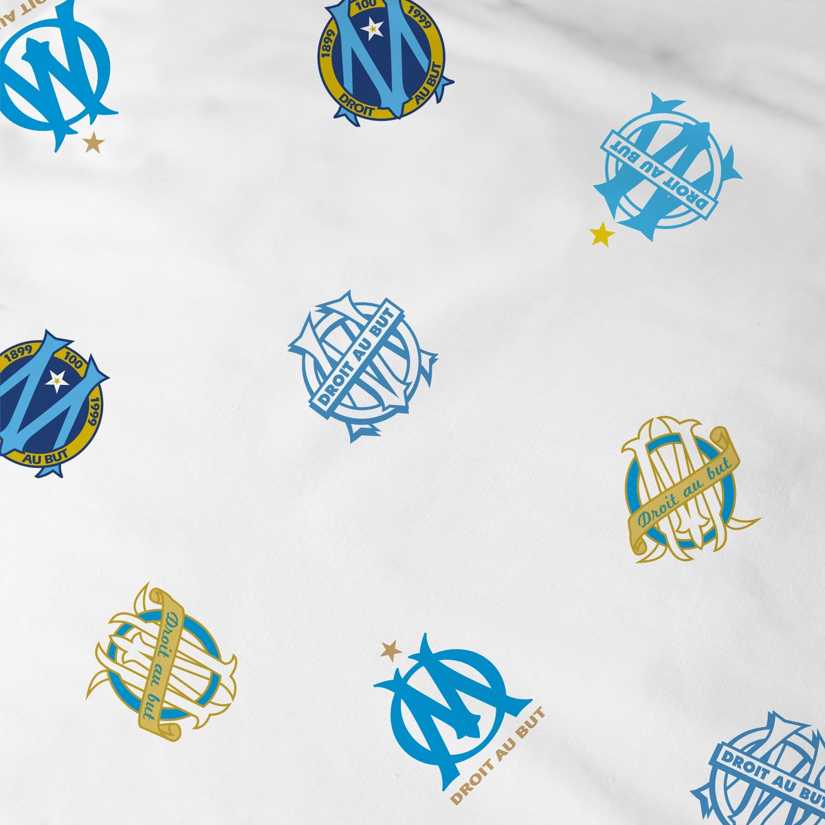Parure de lit 100% Coton, OM CÉLÉBRATION bleu, OLYMPIQUE DE MARSEILLE