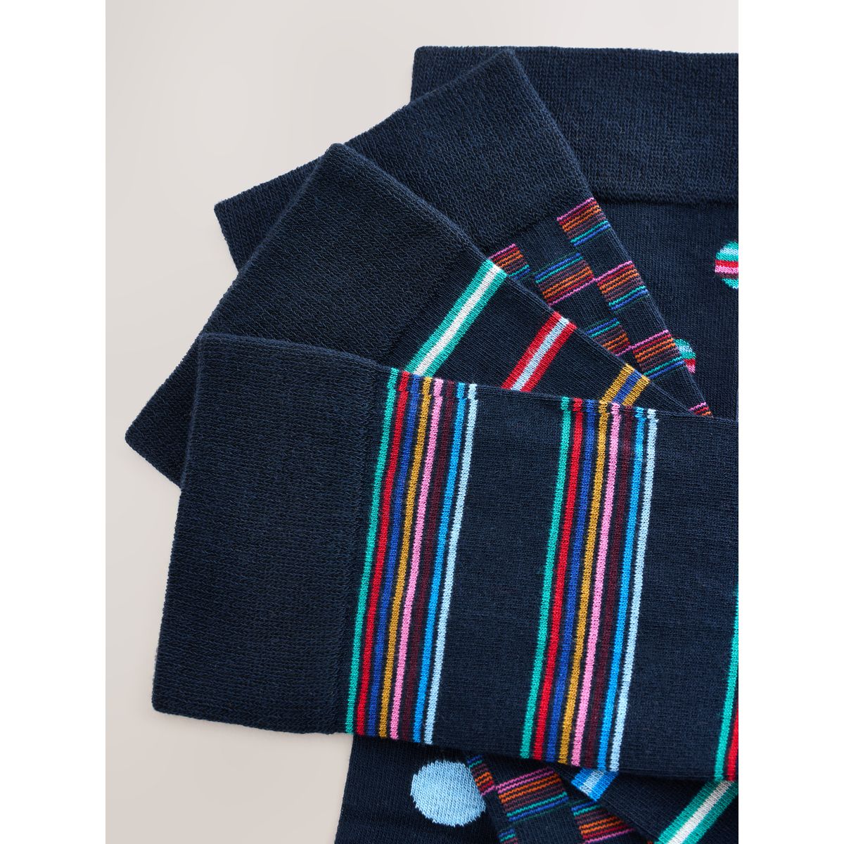Chaussettes en modal, 4 paires signature rayures à pois néon bleu marine, NEXT