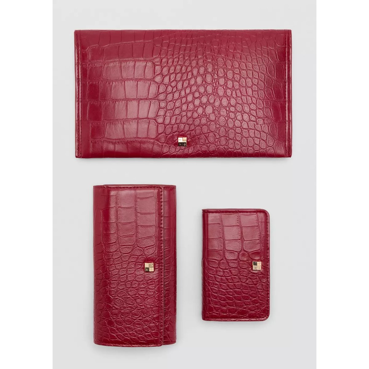 Portefeuille effet croco rouge, MANGO