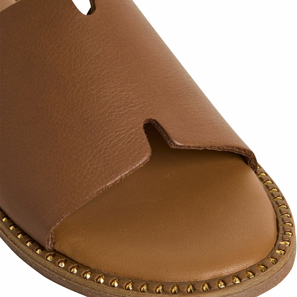 Mules plates en cuir cognac, TAMARIS