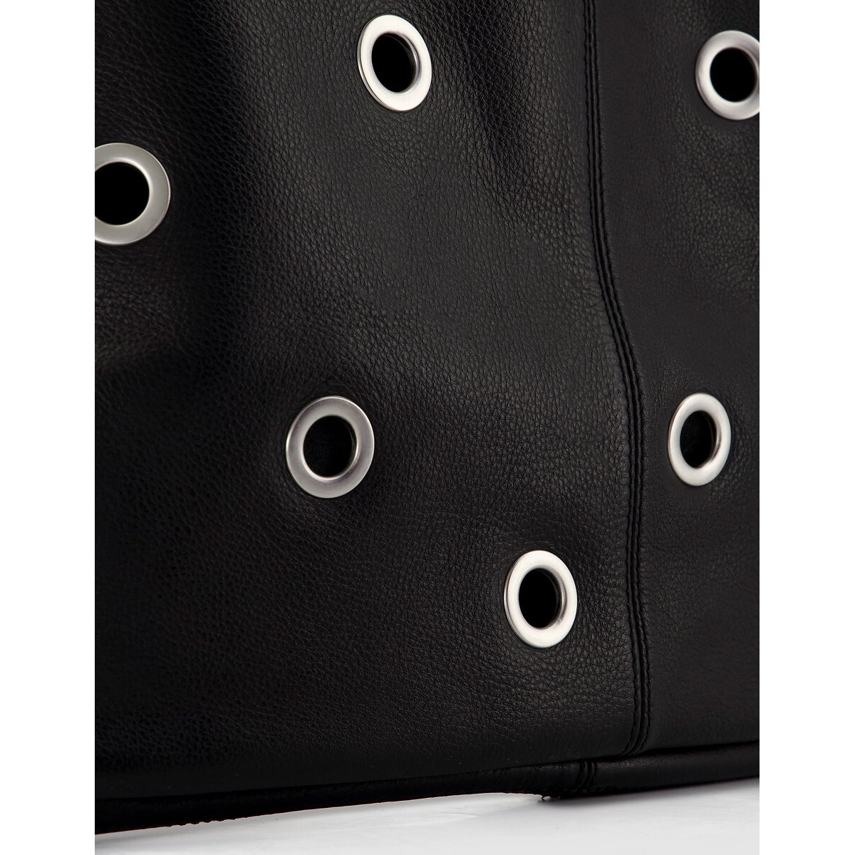 Leather Eyelet Detail Hobo Bag black, IKKS