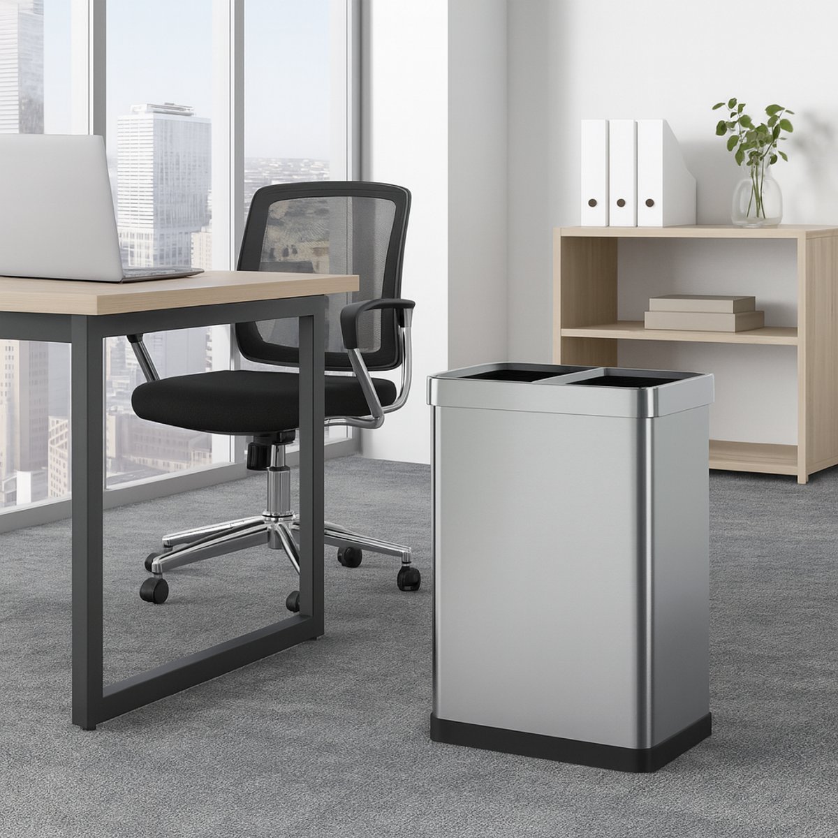 Poubelle tri sélectif open top TALLIN argent, KITCHEN MOVE