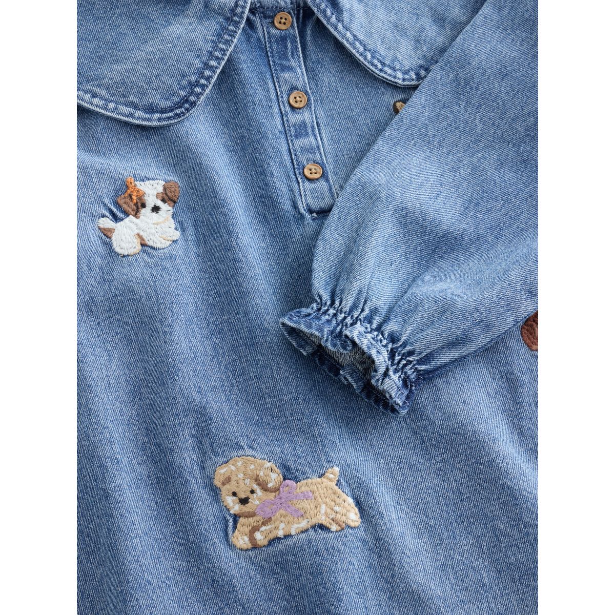 Robe avec col et motif chien brodé jena bleu, NEXT