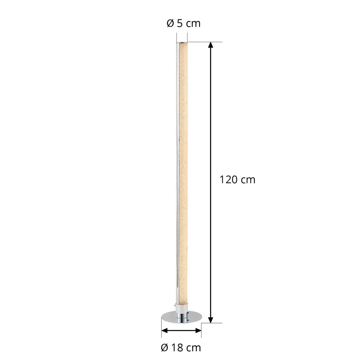 Lampadaire moderneLED, Hadis blanc, chrome, LINDBY