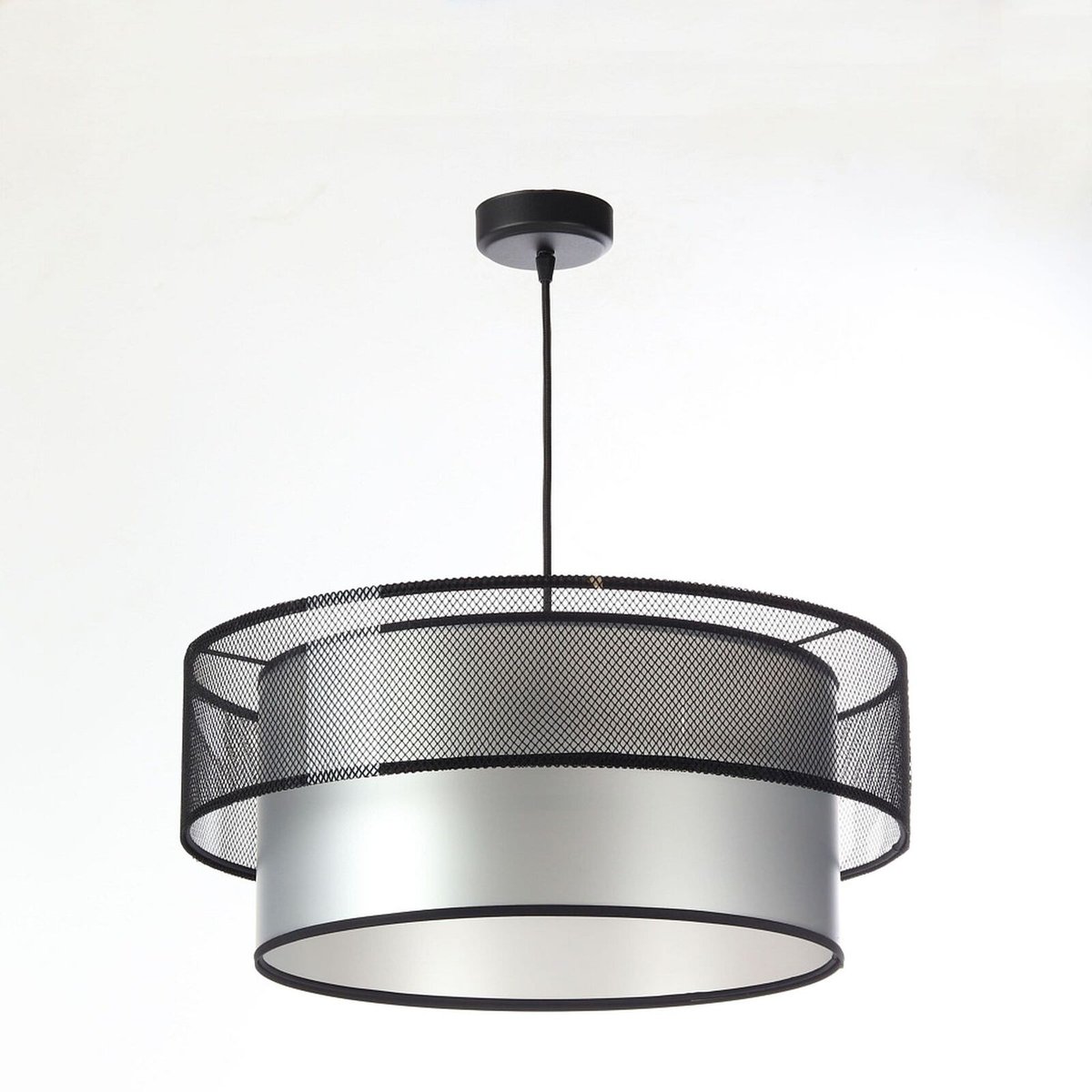 Suspension DUO ÉLÉGANT filet noir et argent satiné et brillant, BPS KONCEPT