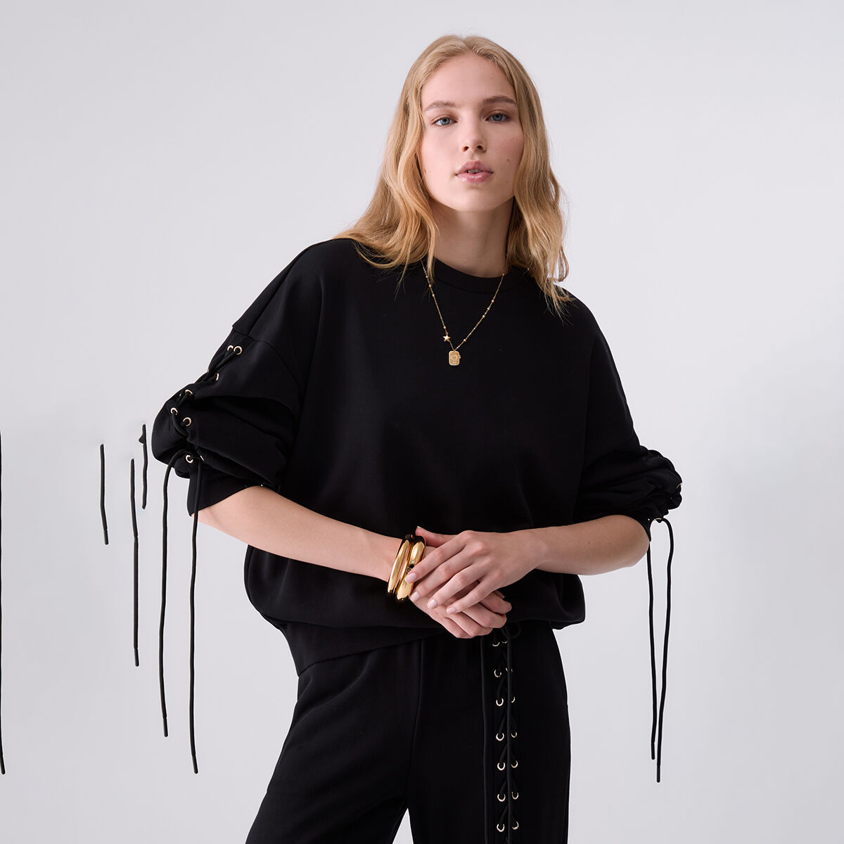 Sweat-shirt avec Lacets noir, LIU JO