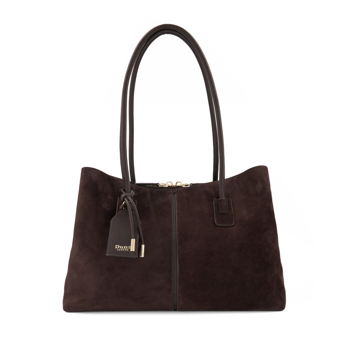 Sac à bandoulière à étiquette - DESERVING L dark brown-suede, DUNE LONDON