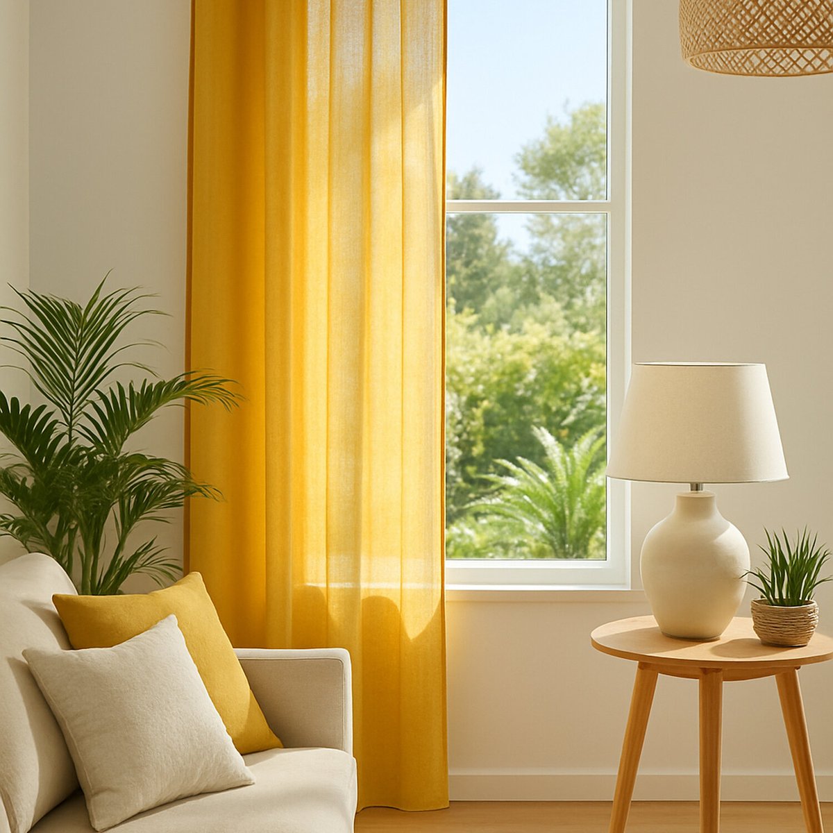 Voilage polyester uni, Brez safran, C DESIGN HOME TEXTILE