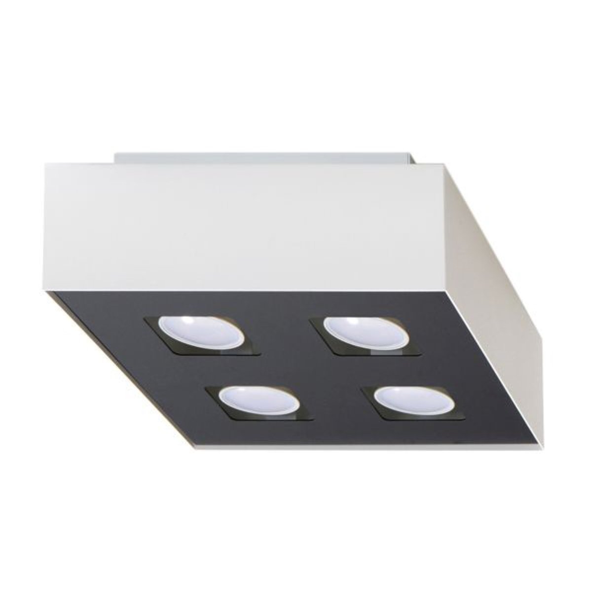 Plafonnier Acier Blanc/Noir GU10 4 Mono blanc, EDEN
