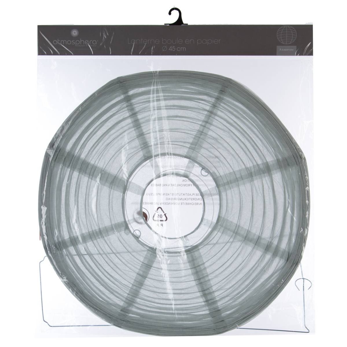 Lanterne boule papier D45cm gris anthracite, ATMOSPHERA