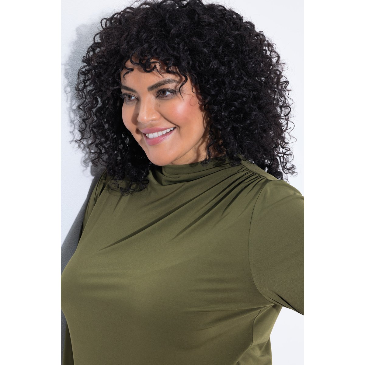 Blouse effet drapé kaki foncé, ULLA POPKEN