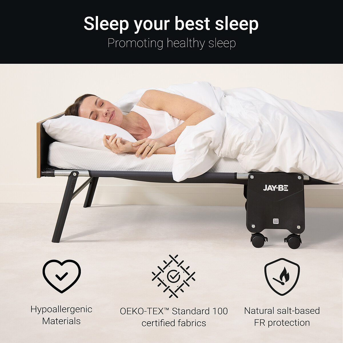 Jay-Be® Grand Folding Bed with e-Pocket Tufted Mattress black, JAY-BE