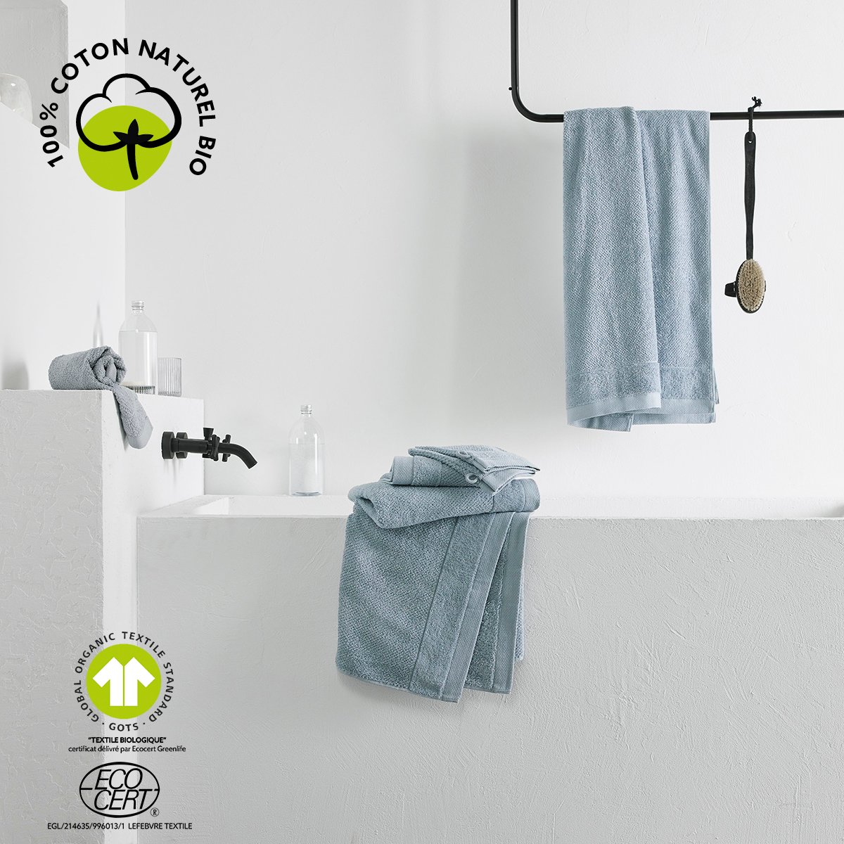 Maxi drap de bain uni BIO ORGANIC gris, TODAY