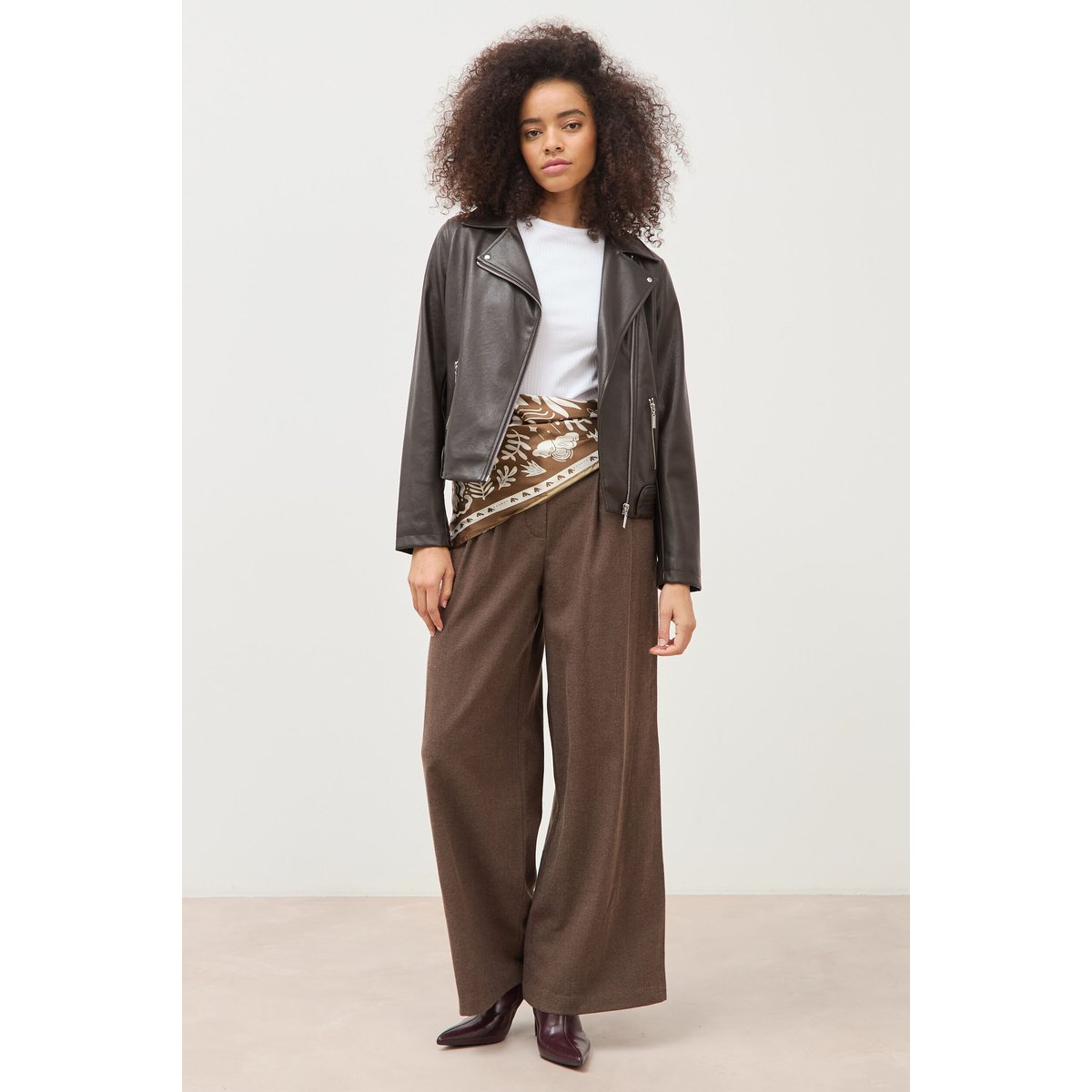 Pantalon large taille standard marron fonce, BONOBO