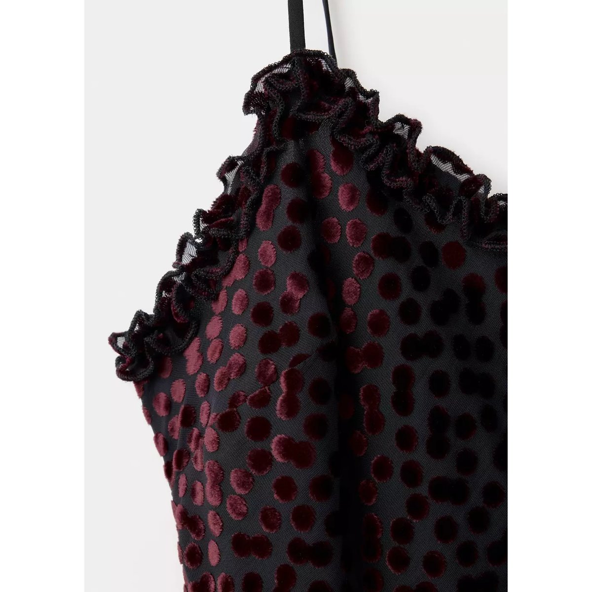 Robe à pois en dévoré noir, MANGO