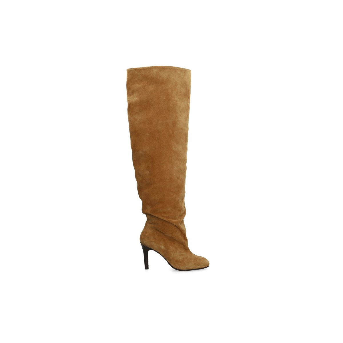 Bottes hautes à talon en daim beige, SACHA