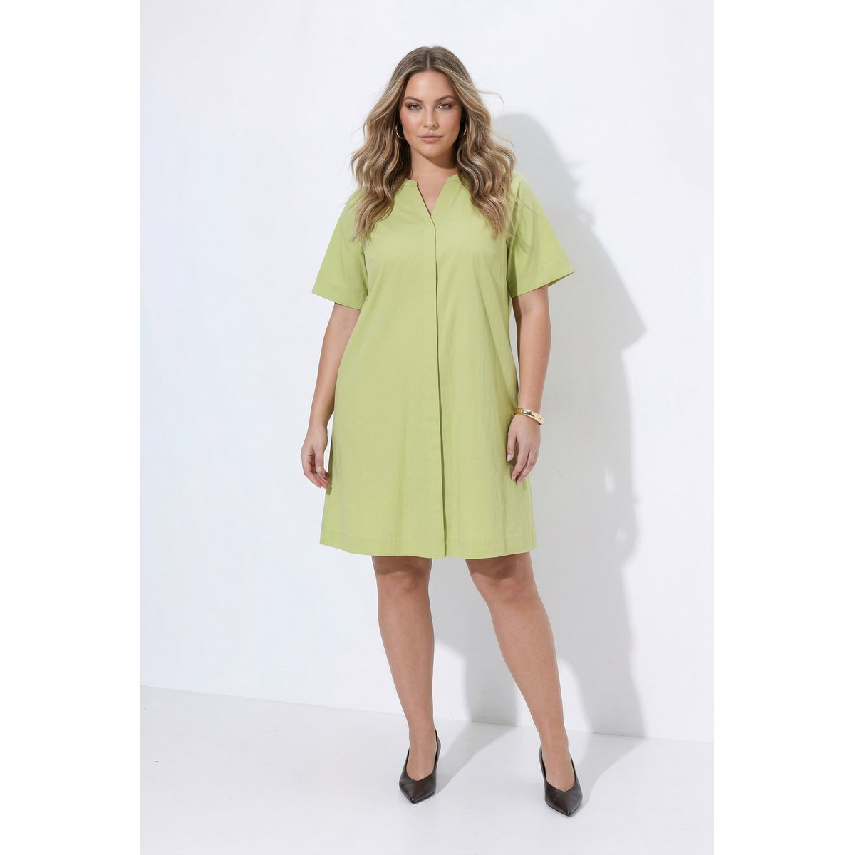 Robe en popeline pistache, ULLA POPKEN