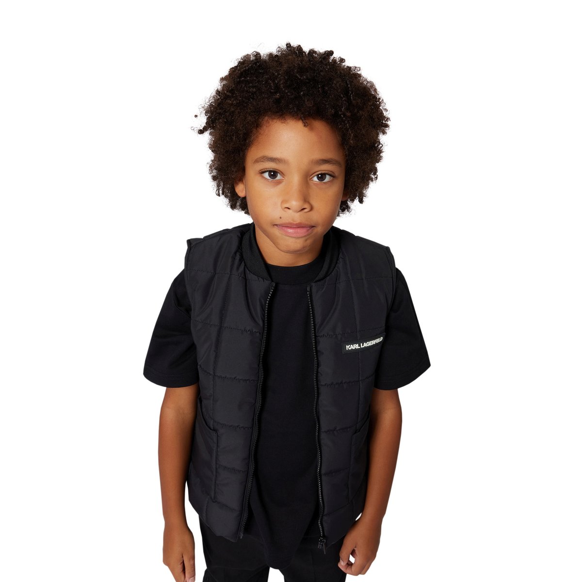 T-shirt en jersey de coton épais black, KARL LAGERFELD KIDS