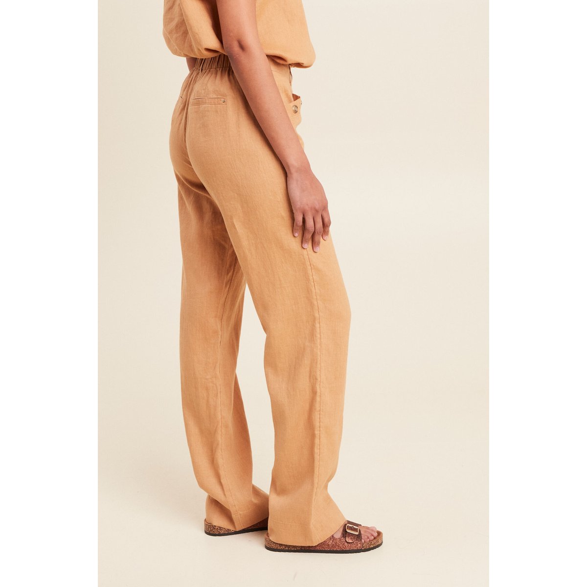 Pantalon fluide taille haute beige, BREAL