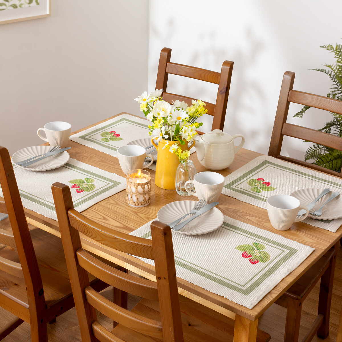 Set of 4 Strawberry Sage Placemats sage, SO'HOME