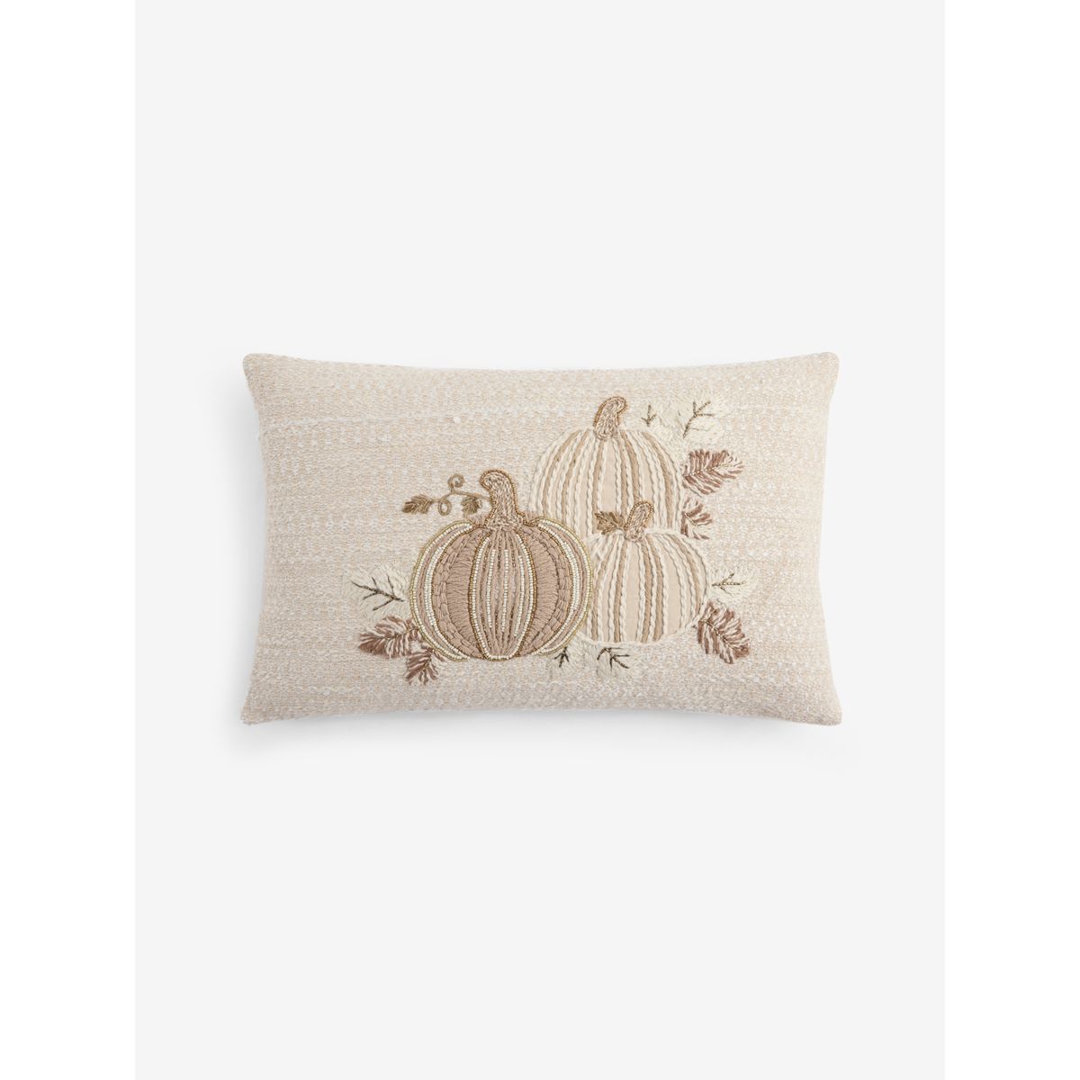 Coussin citrouille brodée naturel, NEXT
