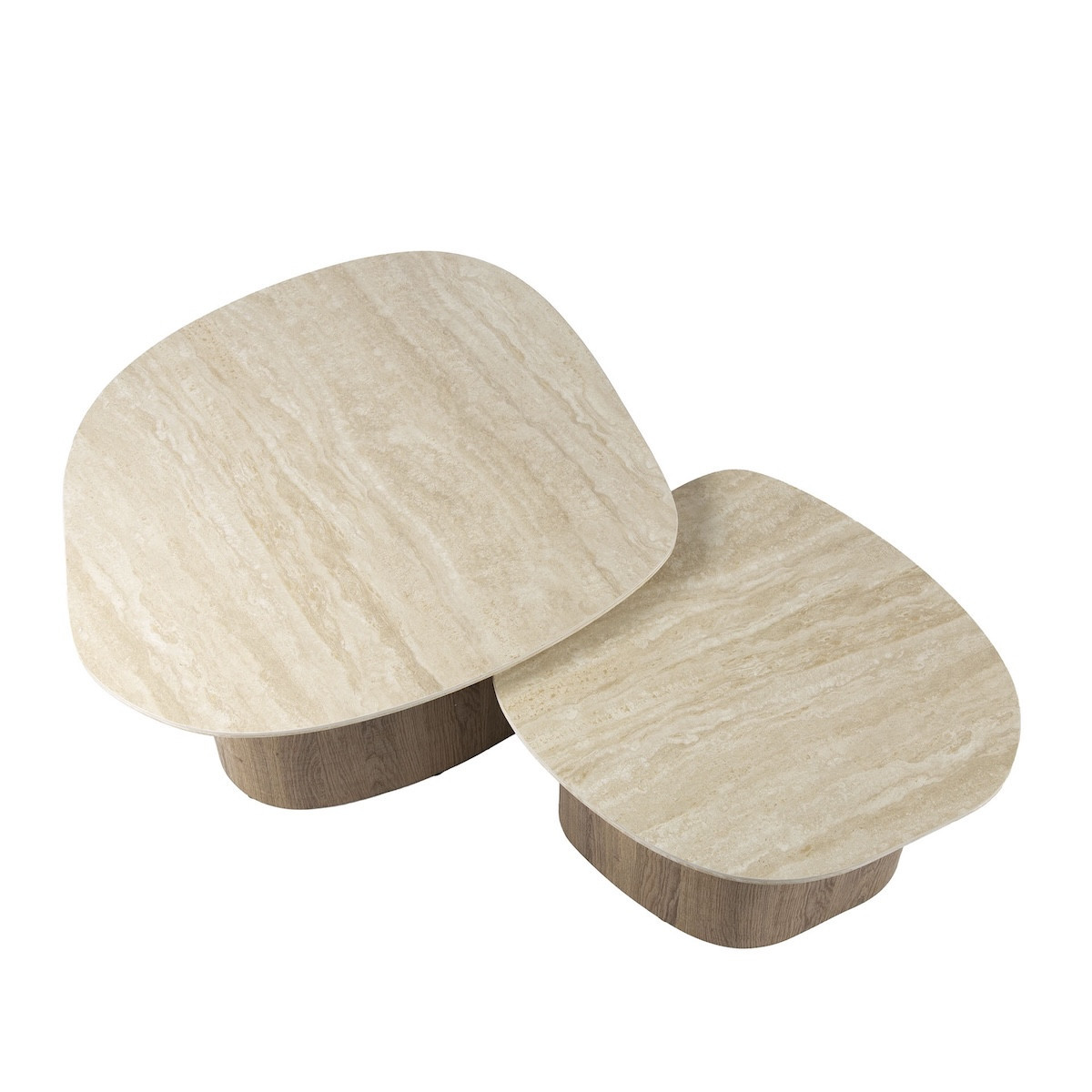Tables basses gigognes en mdf et céramique - NAYA travertin, MATHI DESIGN