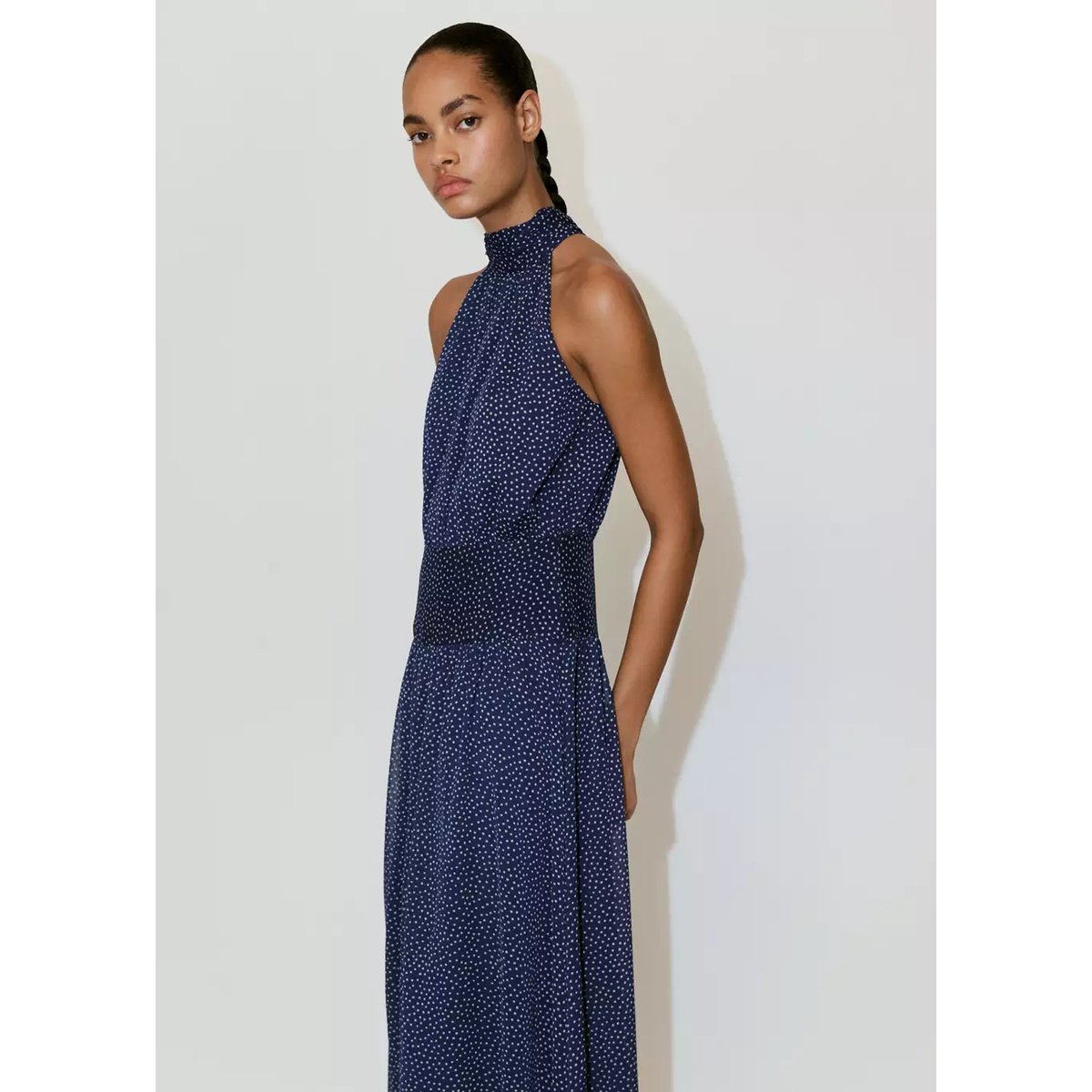 Robe halter à pois bleu, MANGO