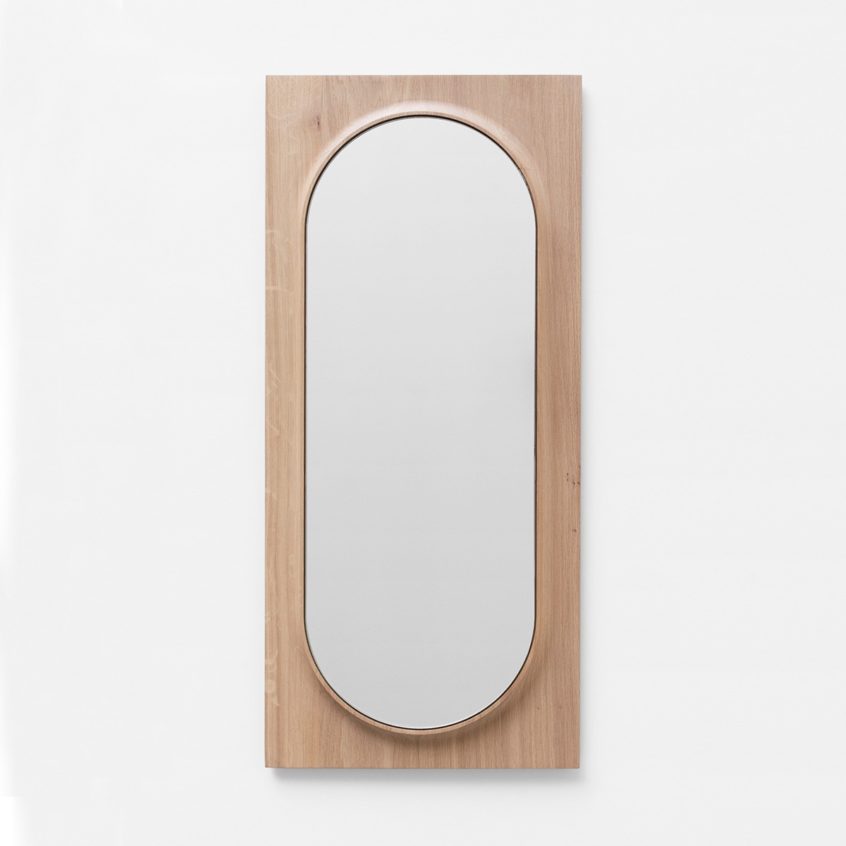 Miroir Circuit Ovale en chêne massif bois clair, DRUGEOT MANUFACTURE