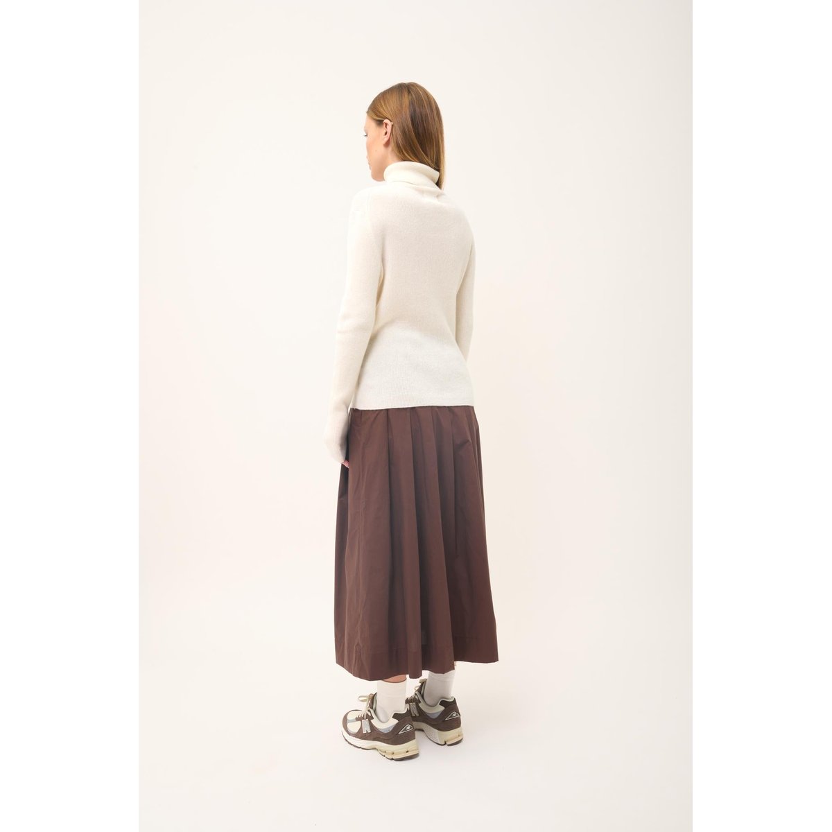 Pull Col Roulé Neige Lanais blanc, JUST CASHMERE