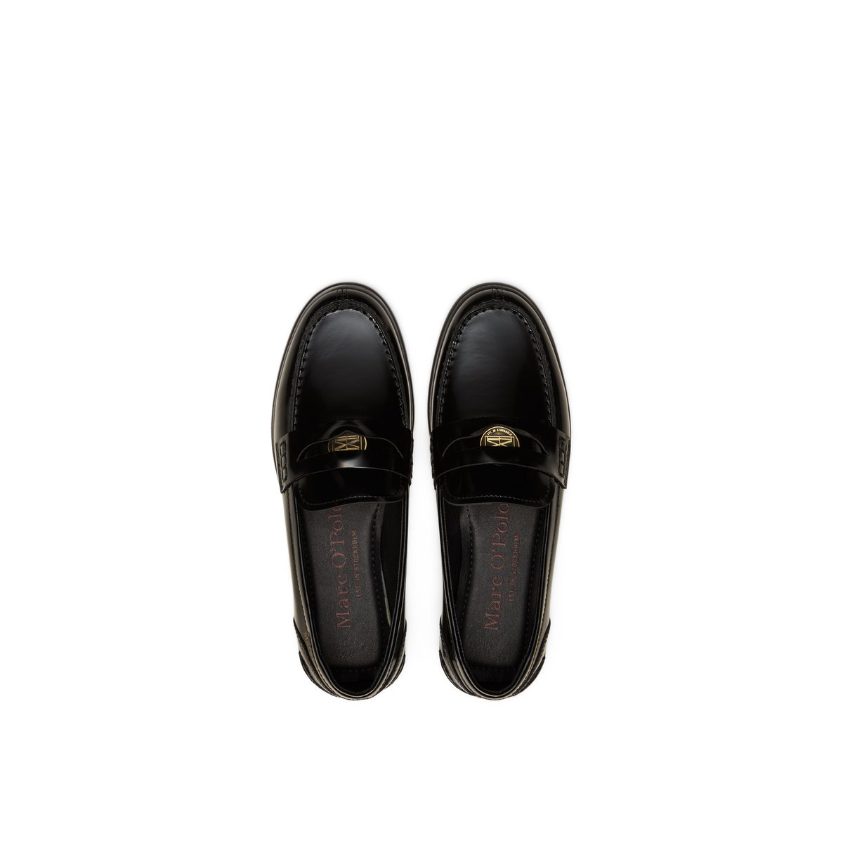 Mocassins Penny Loafer modèle Fiona en cuir de vachette de haute qualité noir, MARC O'POLO