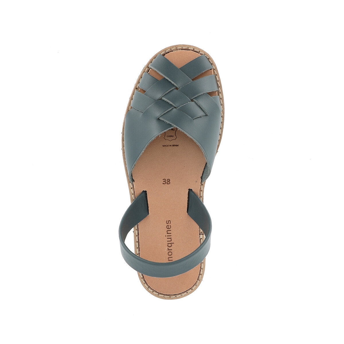 Sandales plates en cuir Avarca Compostelle bleu, MINORQUINES