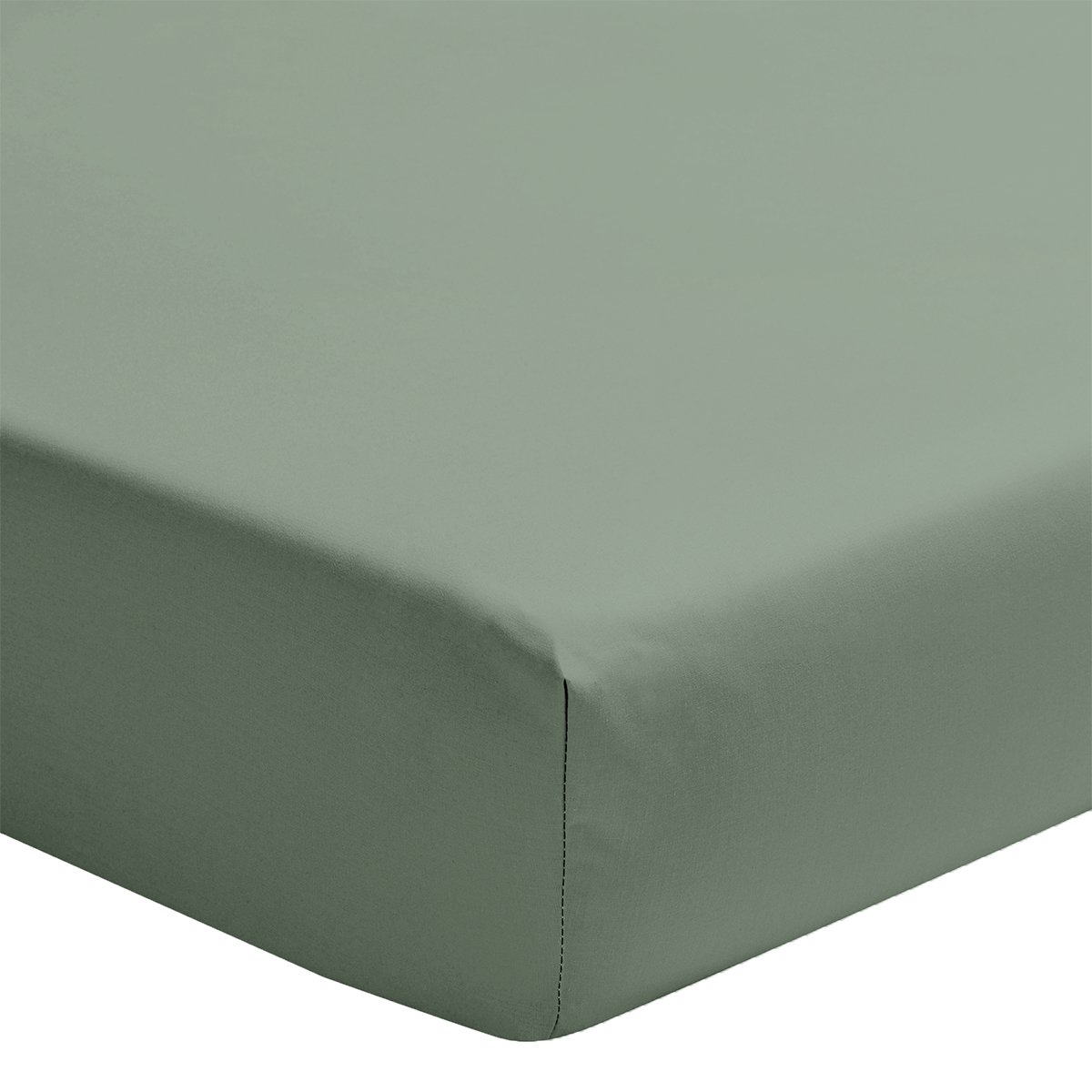 Drap housse uni en percale de coton, tête et pied relevables, bonnet de 30cm, PREMIÈRE vert sauge, ESSIX