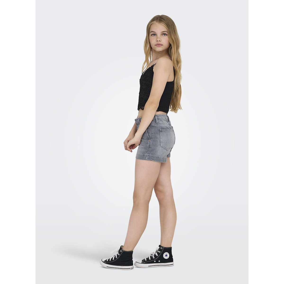 Wide Leg Denim Shorts denim grey, KIDS ONLY
