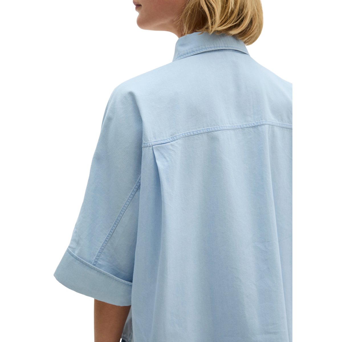 Blouse en denim relaxed avec Tencel™ Lyocell bleu clair, MARC O'POLO