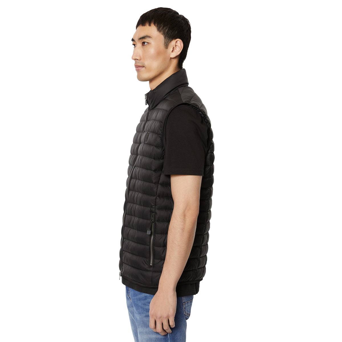 Gilet matelassé regular en matériau recyclé noir, MARC O'POLO