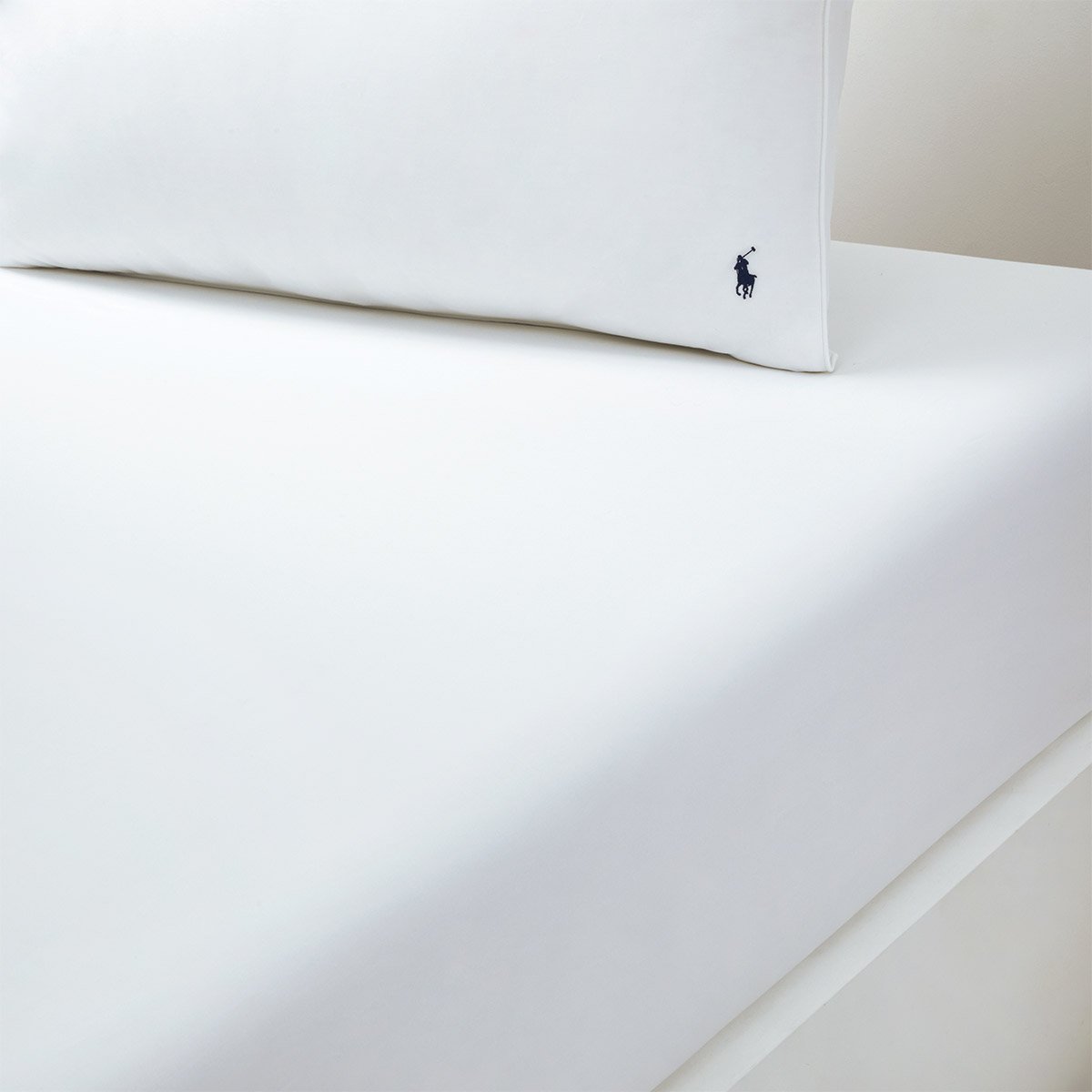 Drap housse en percale de coton, POLO PLAYER white, RALPH LAUREN HOME