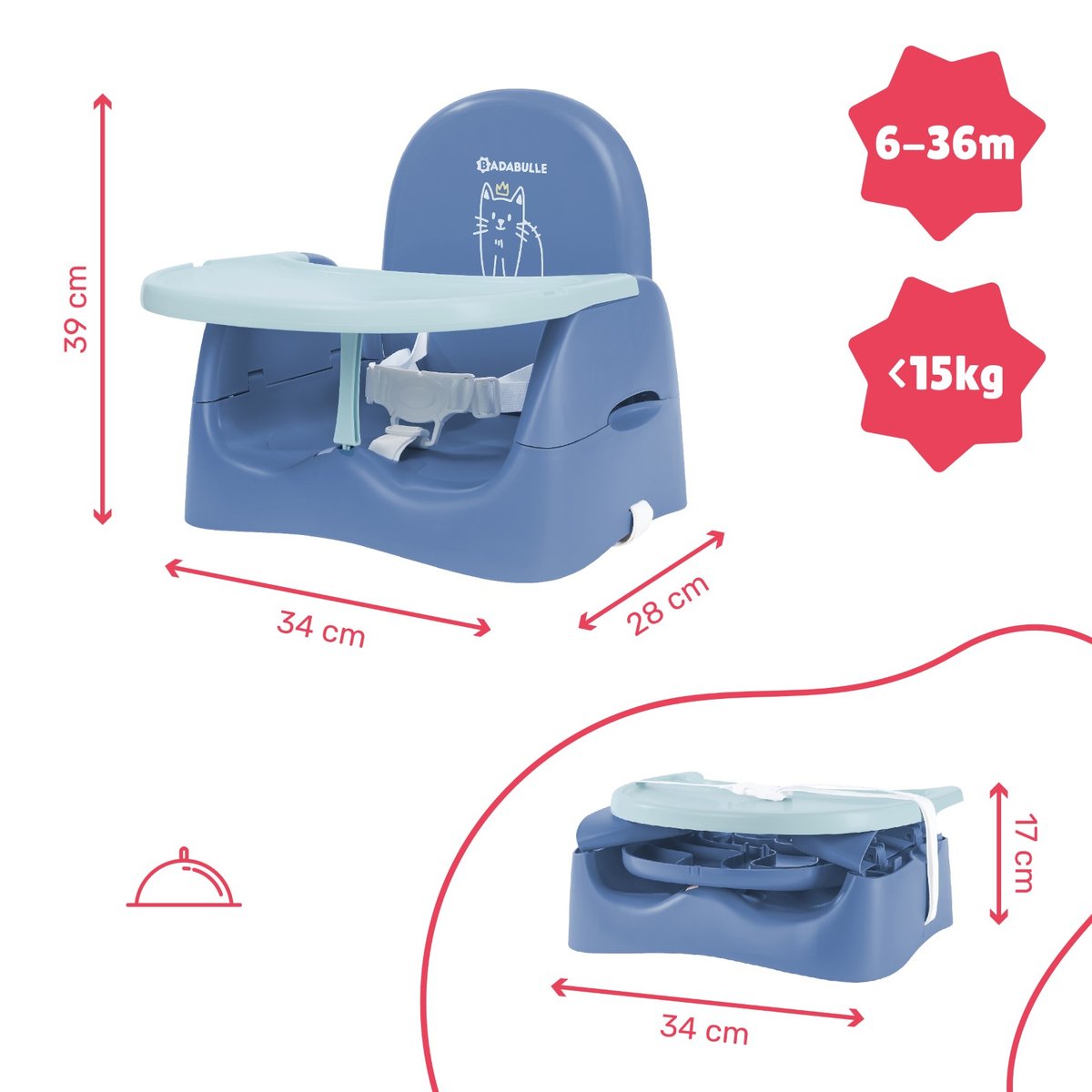 Rehausseur de chaise Chat Pliage Compact bleu, BADABULLE