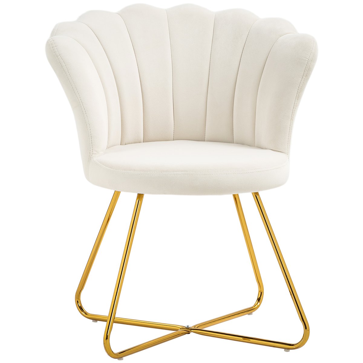 Accent Chair Polyester Crème crème, doré, HOMCOM