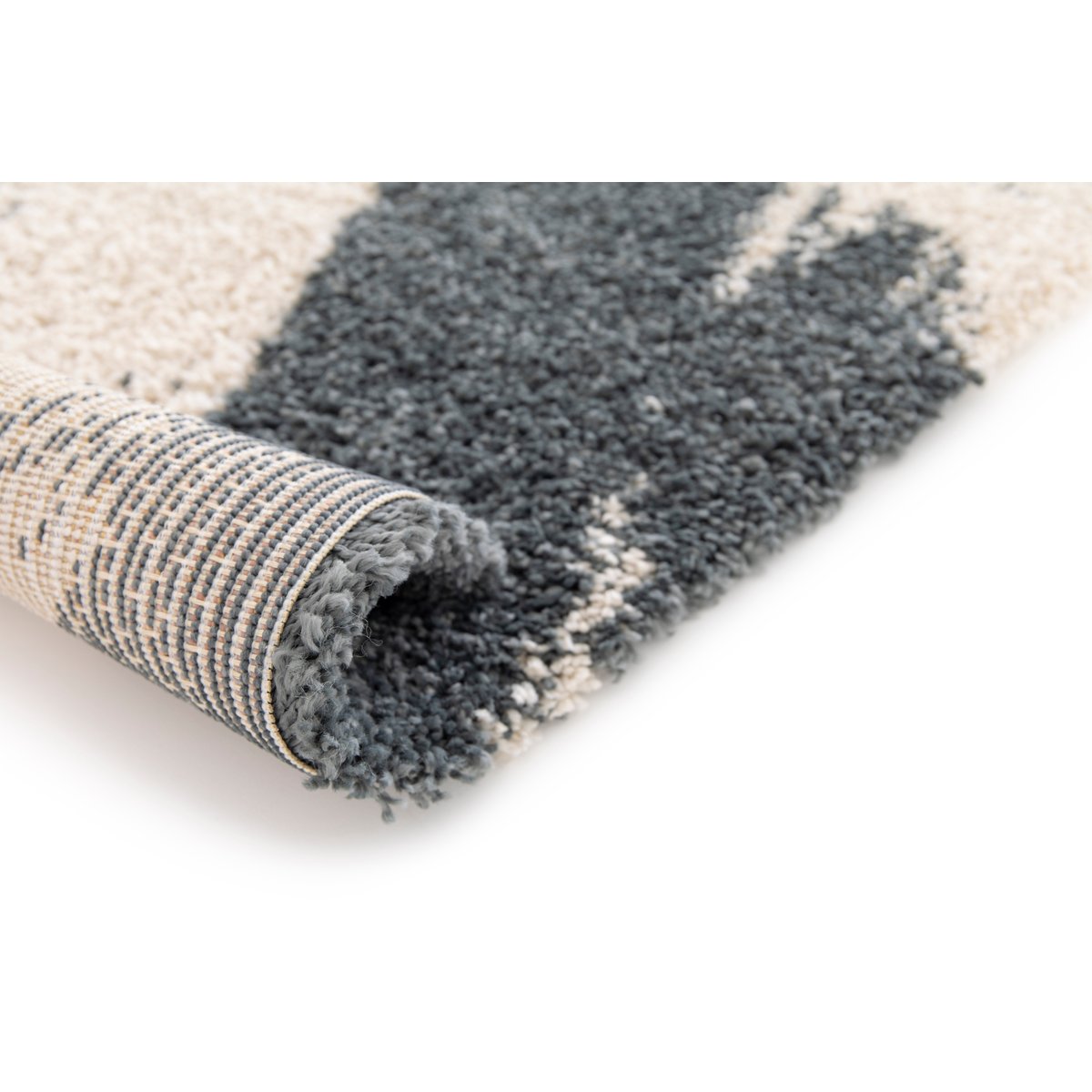 Tapis shaggy épais et confortable FUSAIN gris minéral, AFK LIVING