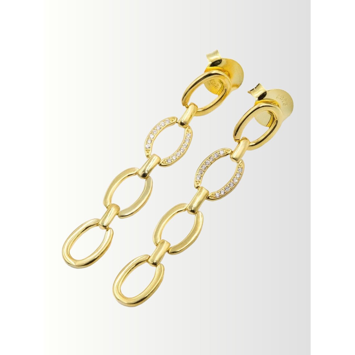 Boucles d'oreilles longues plaquées or avec maillons DANGLE CHAIN dorado, THE-ARE