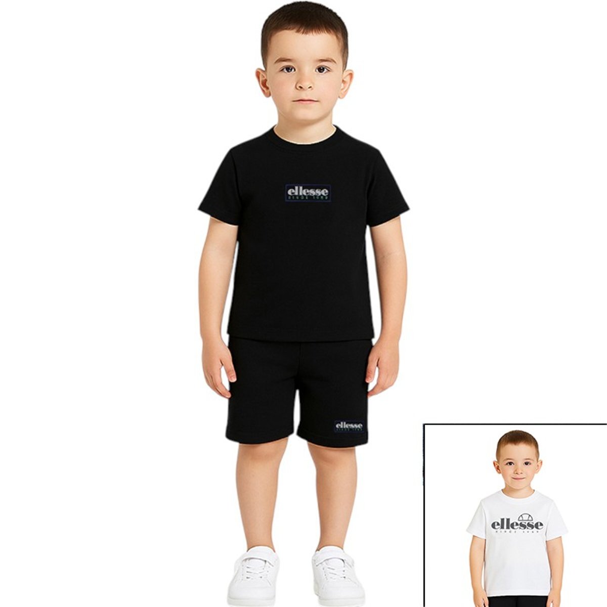 Lot de 2 t-shirts manches courtes et short PLAYGROUND noir, ELLESSE