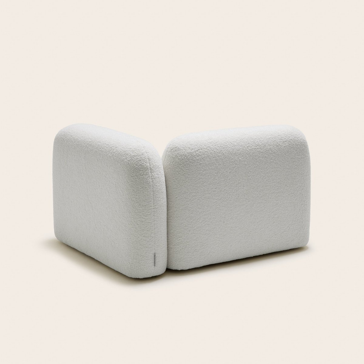 Chauffeuse Modulable Accoudoir Droit avec Tissage natté en coton et acrylique ISILD him bouclette ivoire, MADURA