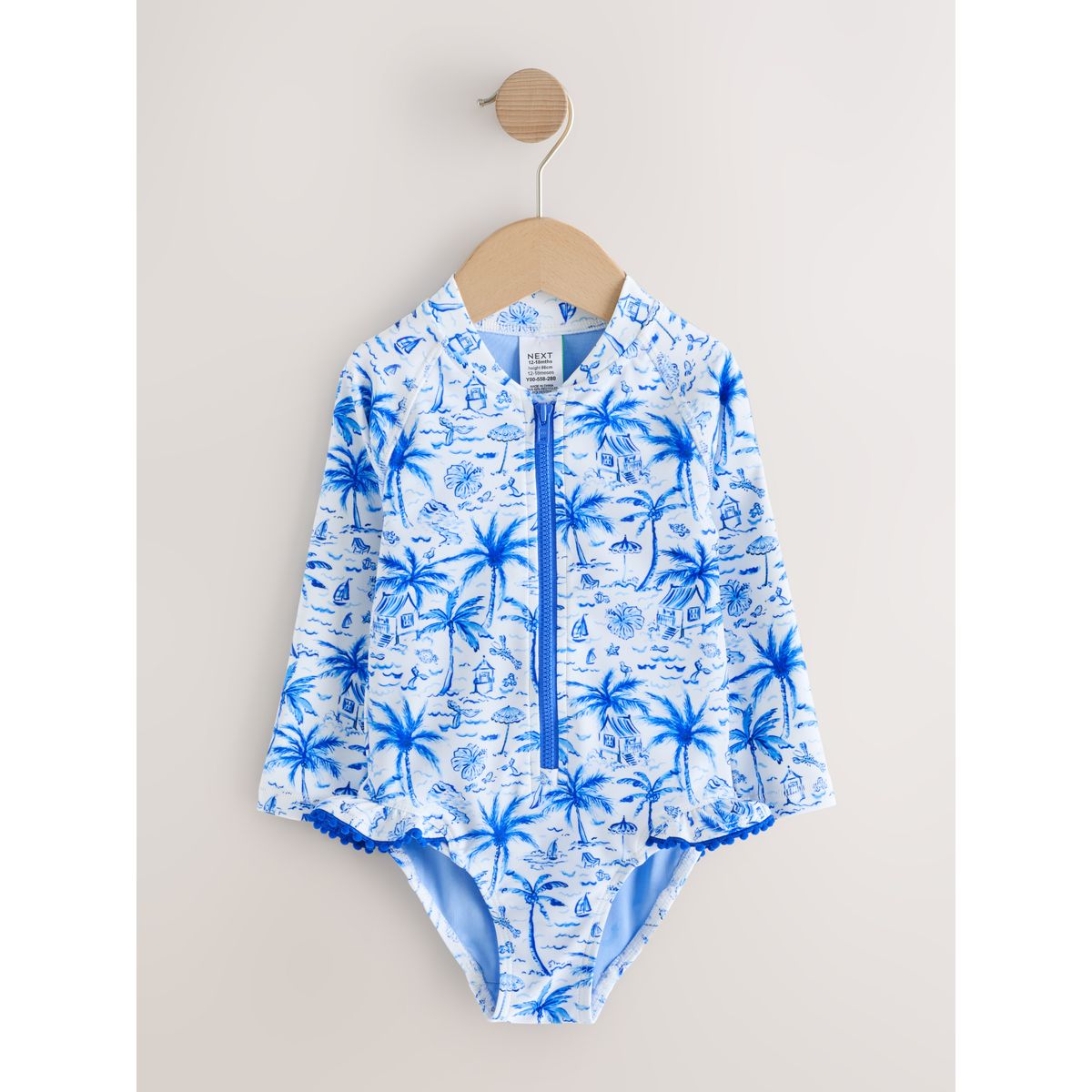 Maillot de bain anti-uv à manches longues palmier bleu, NEXT