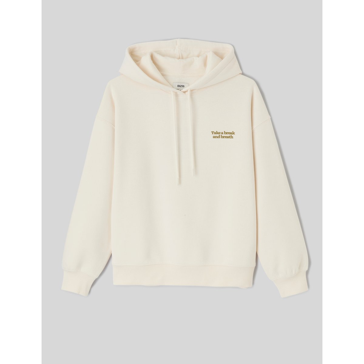 Sweat à capuche imprimé ecru, BZB