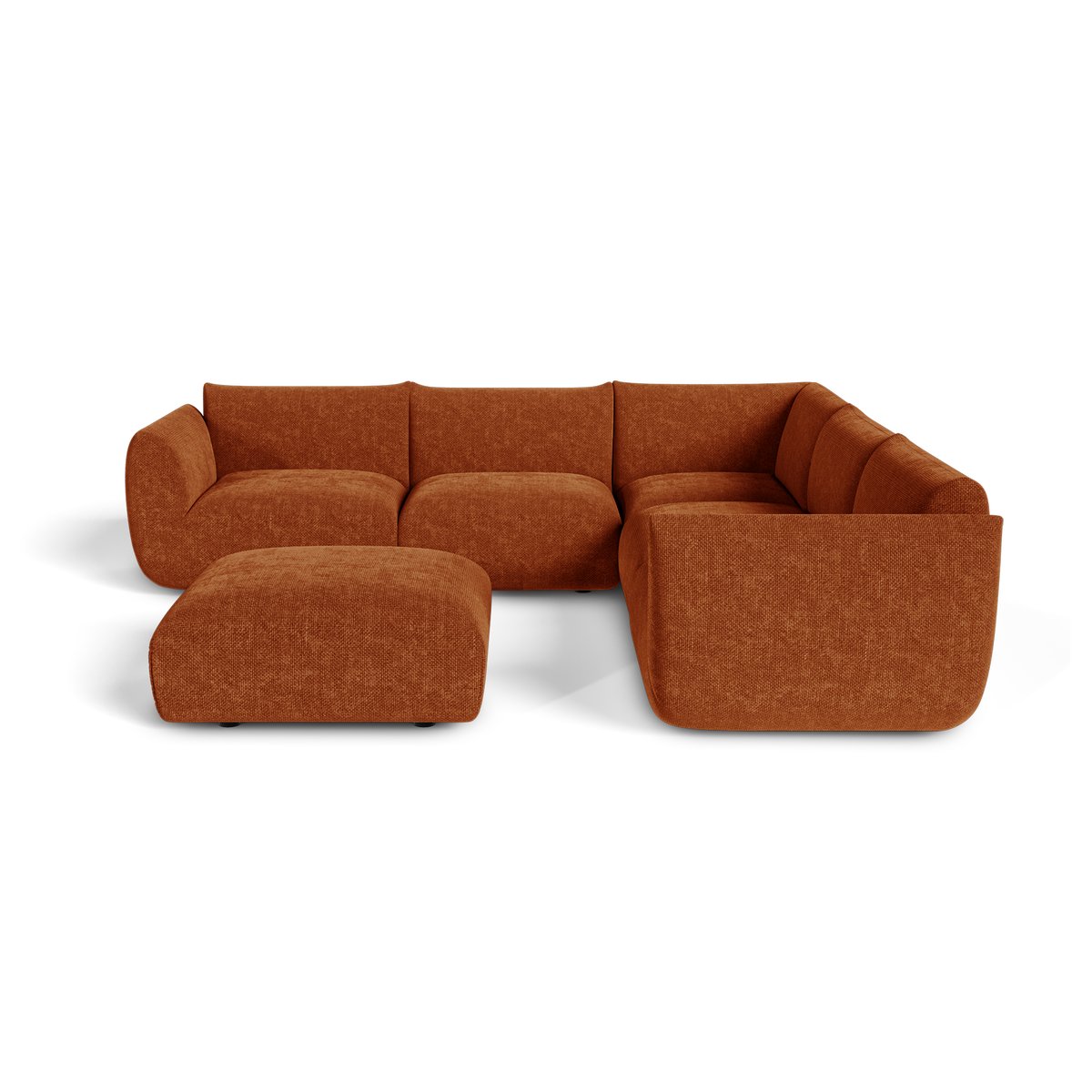 Canapé d'angle panoramique modulable 8 places en velours chenillé NOOMA terracotta, SIA HOME