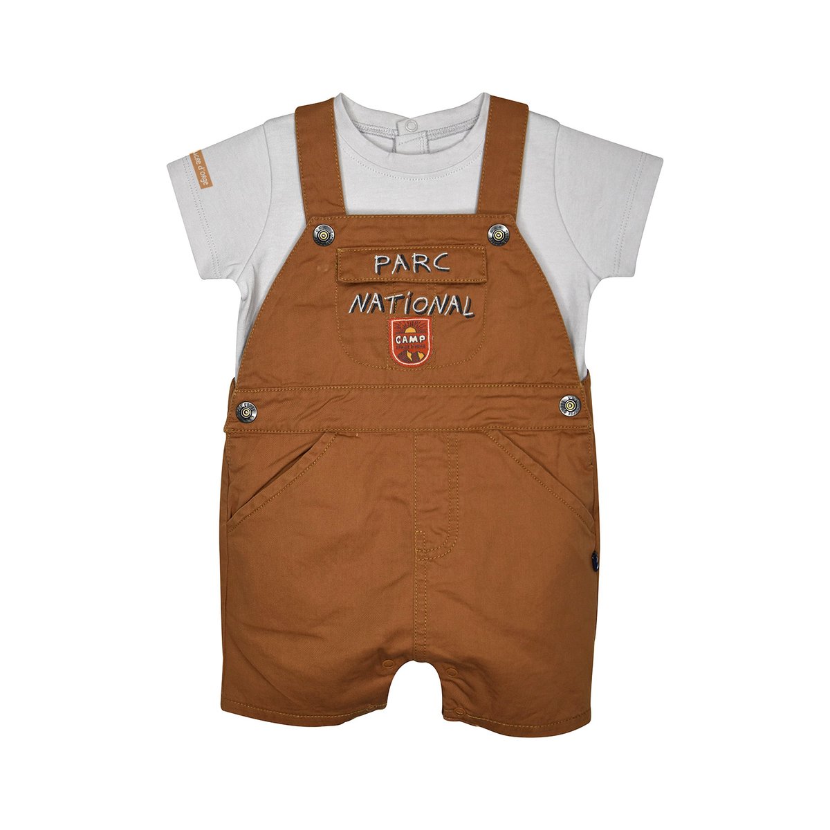 Tshirt salopette narcisse twill court bebe beige, SUCRE D'ORGE