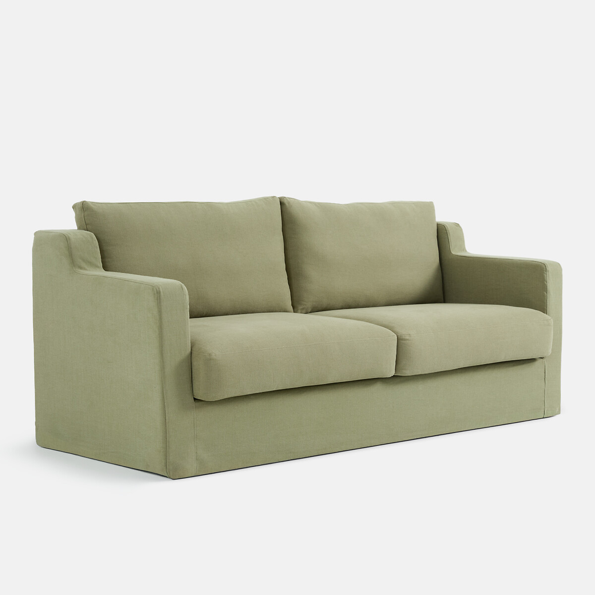 Canapé droit déhoussable, 2, 3 ou 4 places, en coton et lin, LINETTO vert clair, LA REDOUTE INTERIEURS