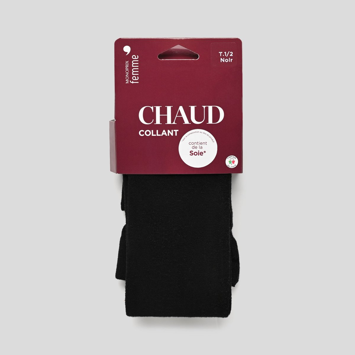 Collants en modal et soie noir, MONOPRIX