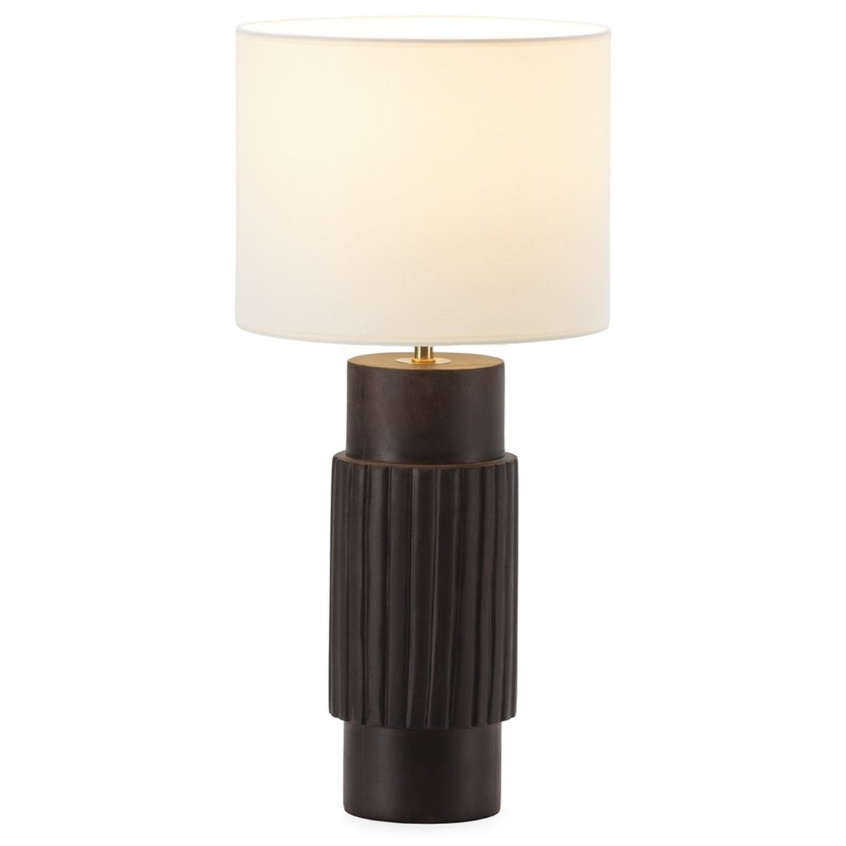Lampe à poser en bois de manguier et métal noyer foncé et doré, RECOLLECTION