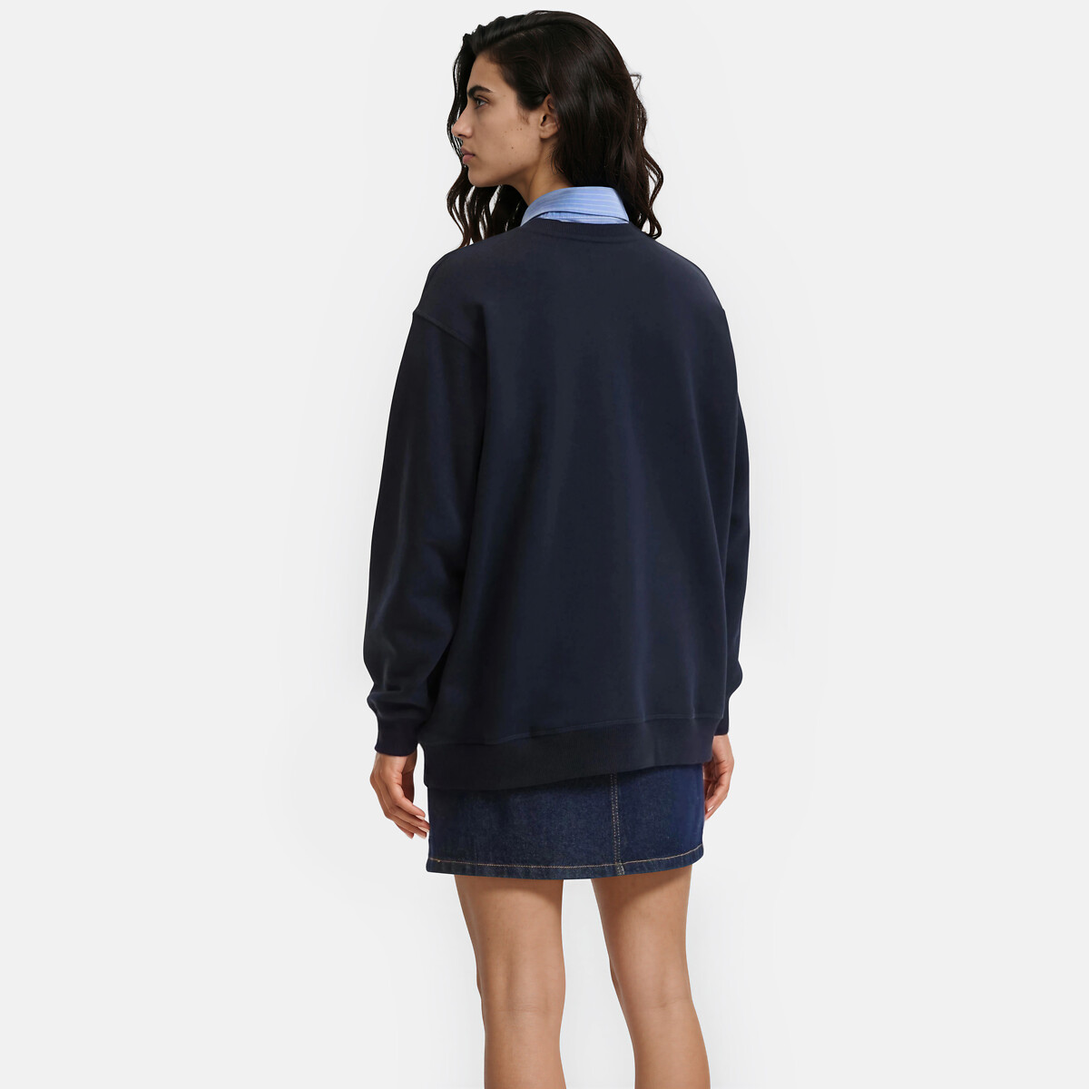 Crew Neck Sweatshirt in Loose Fit navy blue, LA REDOUTE COLLECTIONS